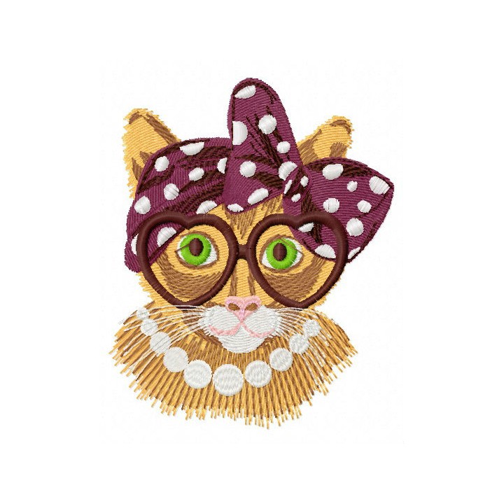 Granny cat embroidery design - Embroidery Design