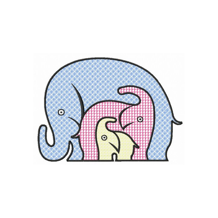 Elephants embroidery design - Embroidery Design