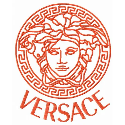 Versace logo 2 embroidery design preview showcasing intricate stitching patterns for apparel and accessories.