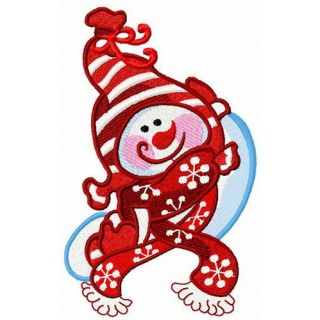 Happy snowman embroidery design - Embroidery Design