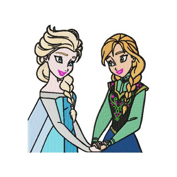 Anna and Elsa embroidery design - Embroidery Design