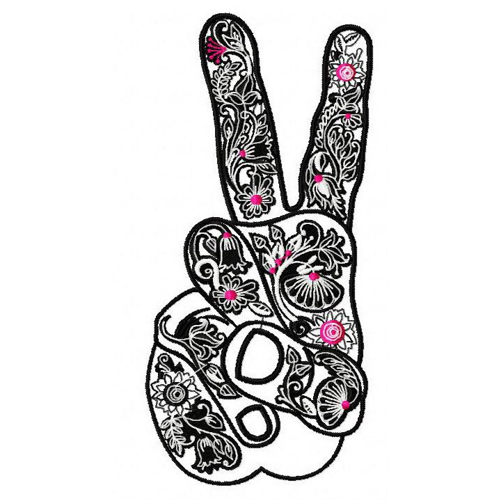 Victory symbol 2 embroidery design - Embroidery Design