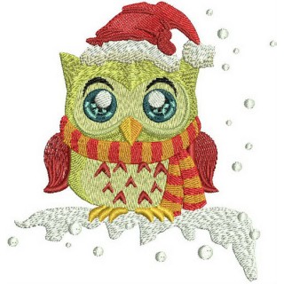Owl in Santa hat  embroidery design - Embroidery Design