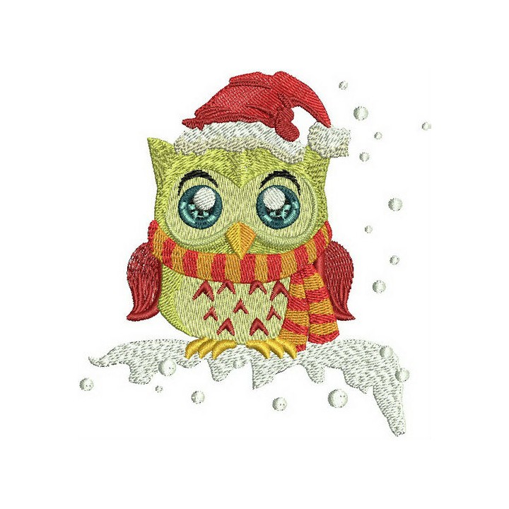 Owl in Santa hat  embroidery design - Embroidery Design