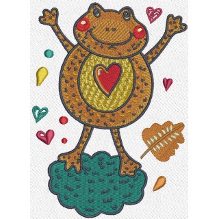 Frog in love embroidery design - Embroidery Design