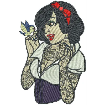 Preview of Modern Snow White embroidery design showcasing intricate stitching patterns for creative projects.