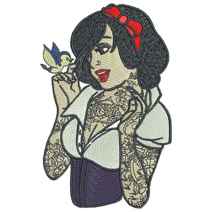 Modern Snow White embroidery design - Embroidery Design