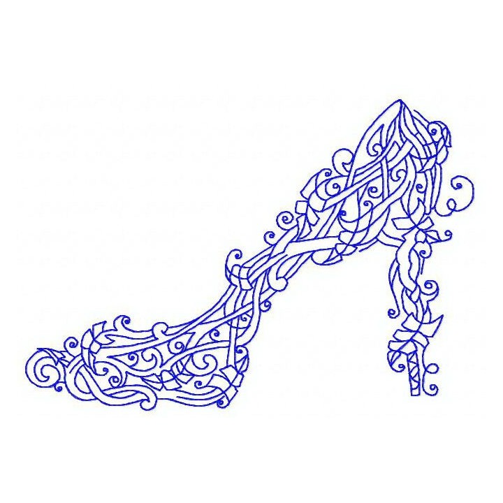 Floral high heel shoe 2 embroidery design - Embroidery Design