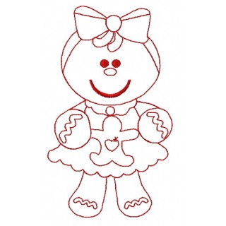Gingerbread girl 3 embroidery design - Embroidery Design