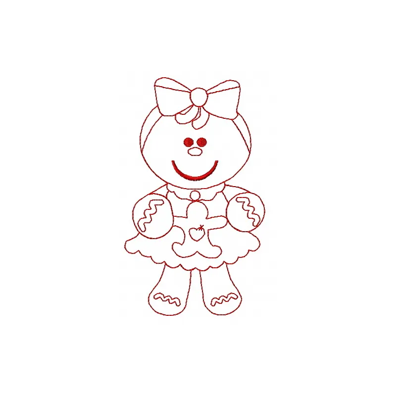 Preview of the Gingerbread girl 3 embroidery design, showcasing a whimsical gingerbread girl motif for festive stitching.
