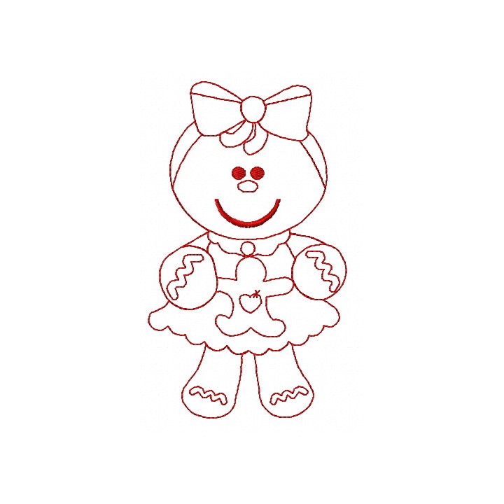 Gingerbread girl 3 embroidery design - Embroidery Design