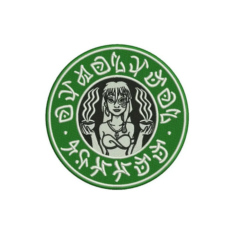 Atlantean coffee embroidery design featuring whimsical oceanic elements inspired by the Little Mermaid theme.