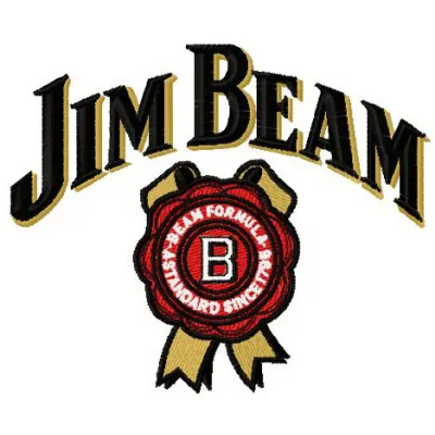 Jim Beam logo embroidery design showcasing the iconic beverage brand, ideal for stitching on apparel or accessories.