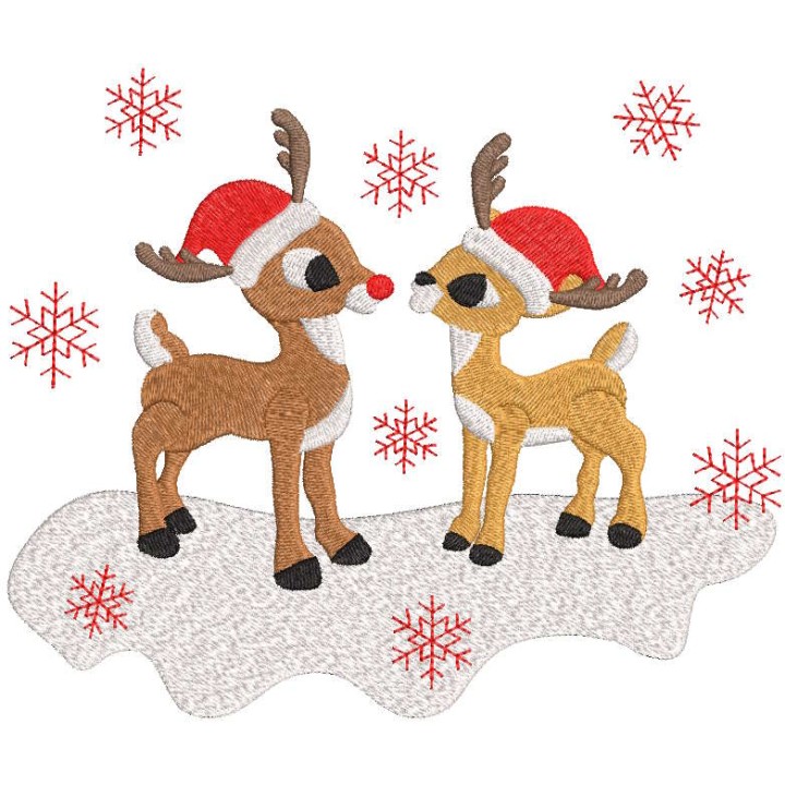 Rudolf red nose and friend embroidery design - Embroidery Design