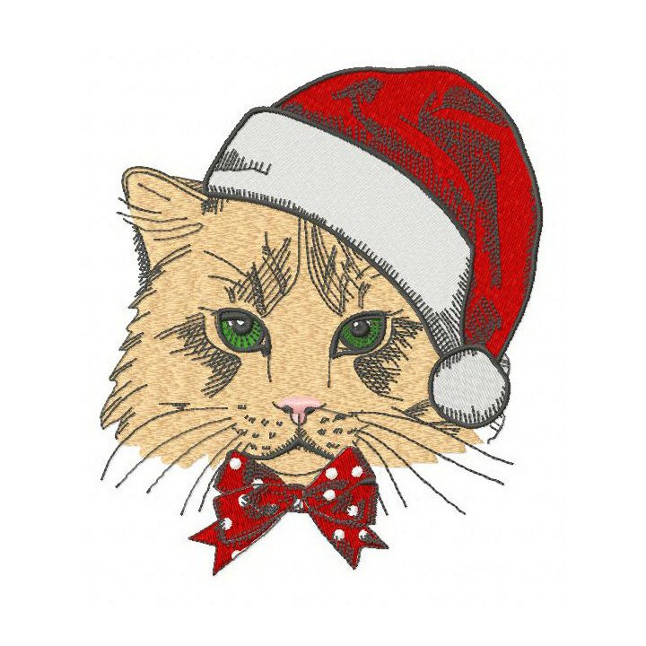 Christmas cat 2 embroidery design - Embroidery Design
