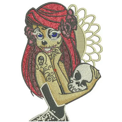 Ariel monster embroidery design featuring a whimsical character inspired by the Little Mermaid, perfect for creative project…