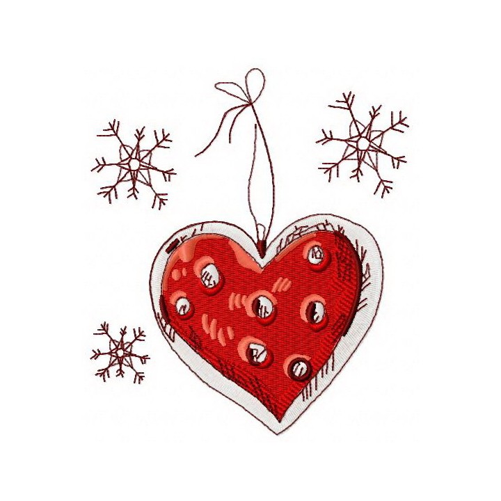 Heart Christmas toy embroidery design - Embroidery Design