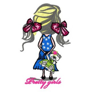 Offended pretty girls embroidery design - Embroidery Design
