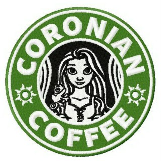 Coronian coffee embroidery design - Embroidery Design