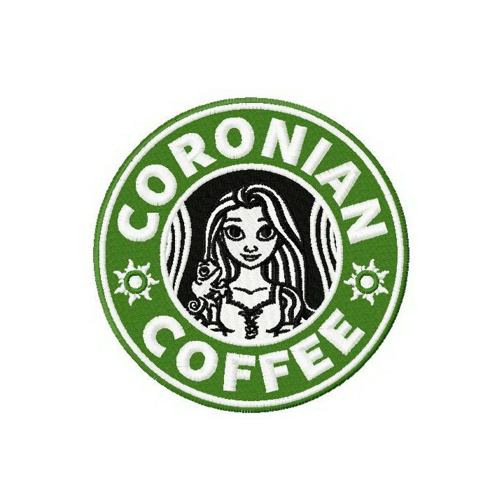 Coronian coffee embroidery design - Embroidery Design
