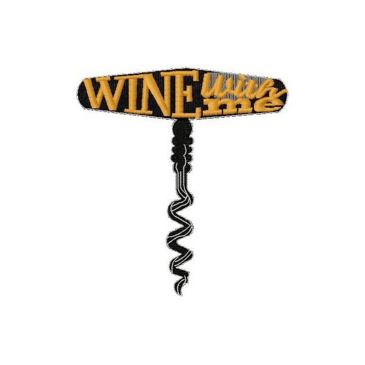 Wine with me embroidery design - Embroidery Design