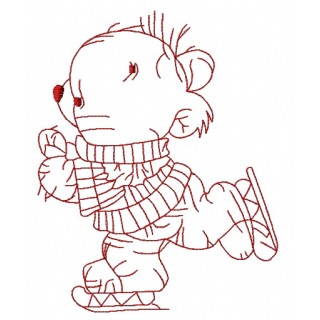 Teddy bear skating 5 embroidery design - Embroidery Design