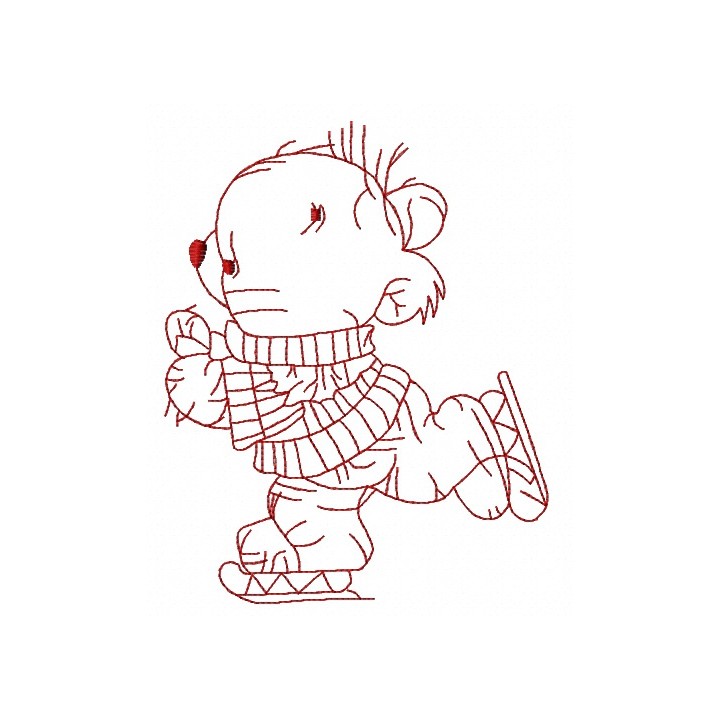 Teddy bear skating 5 embroidery design - Embroidery Design