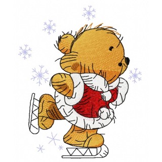 Teddy bear skating 2 embroidery design - Embroidery Design