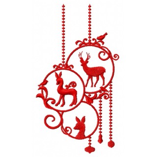 Christmas decoration with deer 3 embroidery design - Embroidery Design