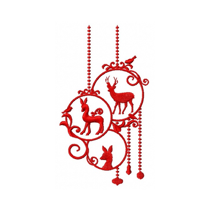 Christmas decoration with deer 3 embroidery design - Embroidery Design