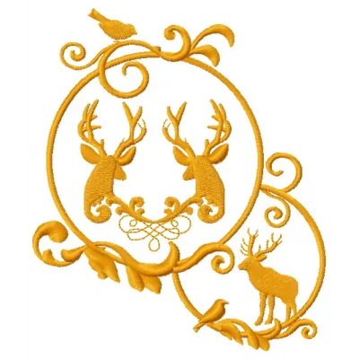 Christmas decoration featuring a deer embroidery design, showcasing a festive and charming stitched motif.