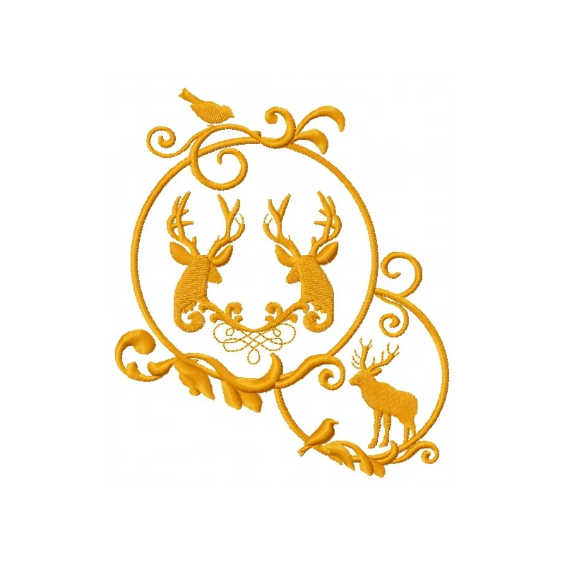 Christmas decoration featuring a deer embroidery design, showcasing a festive and charming stitched motif.