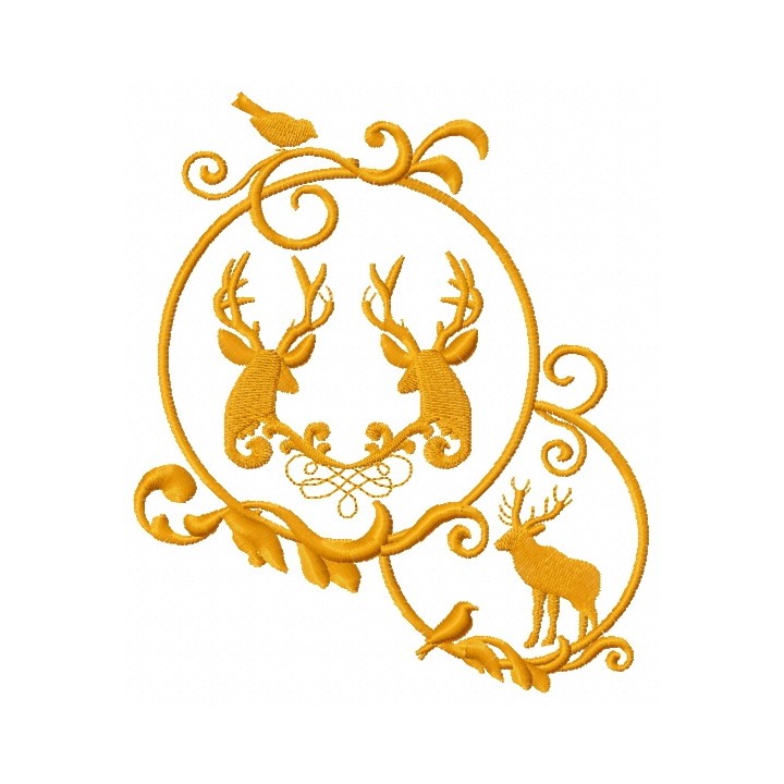 Christmas decoration with deer 2 embroidery design - Embroidery Design
