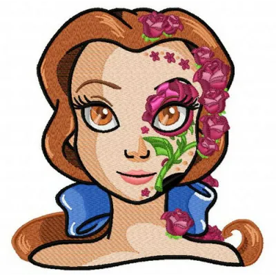 Preview of the Fancy Belle 2 embroidery design inspired by Beauty and the Beast, showcasing intricate stitching details.