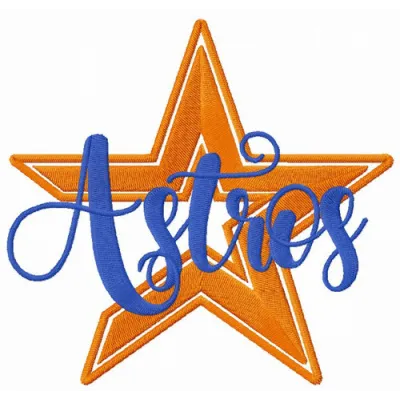Houston Astros logo alternative embroidery design preview, showcasing intricate stitching patterns for caps and apparel.