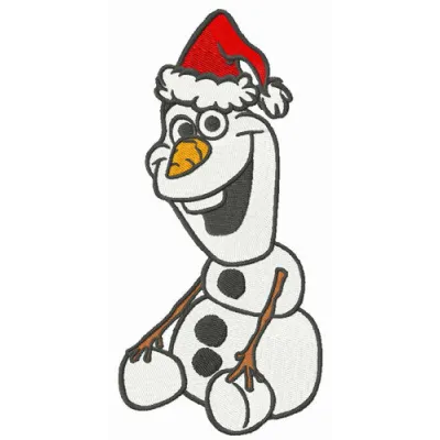 Merry Christmas Olaf embroidery design featuring a festive snowman, ideal for holiday projects and decorations.