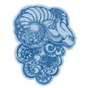 Preview image of a ram embroidery design from the Farm Animals collection, showcasing intricate stitched details.