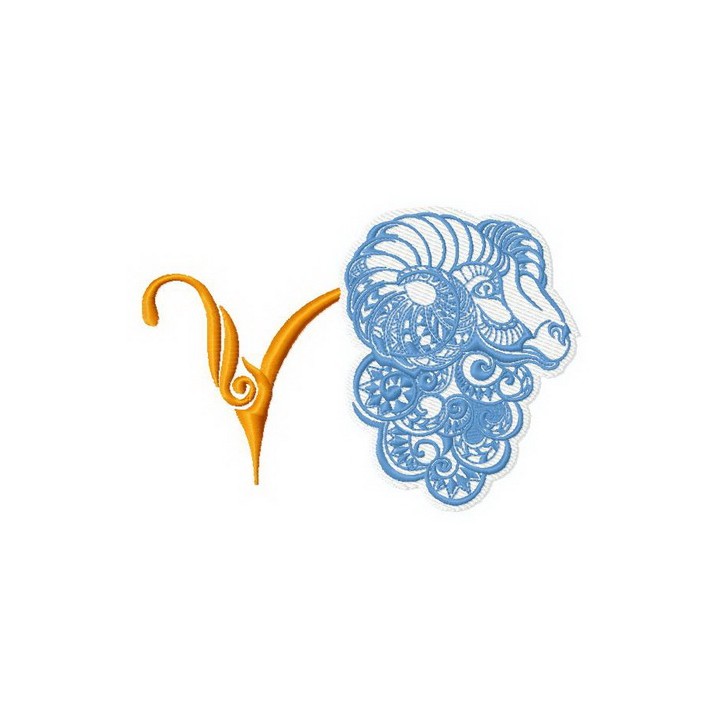 Zodiac sign Aries 4 embroidery design - Embroidery Design