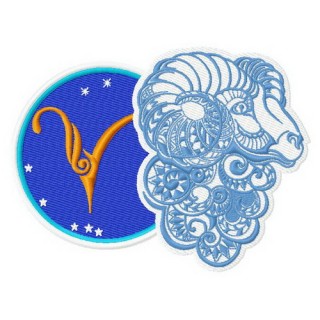 Zodiac sign Aries 3 embroidery design - Embroidery Design