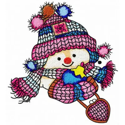 Snowman's date embroidery design showcasing a cheerful snowman with a festive date, perfect for winter projects.