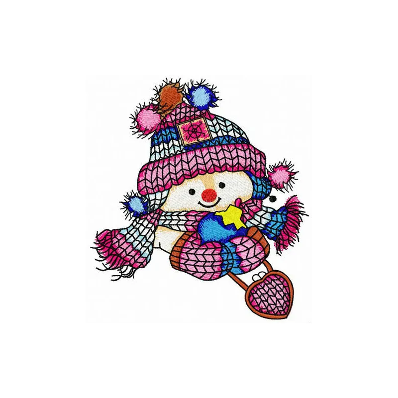 Snowman's date embroidery design showcasing a cheerful snowman with a festive date, perfect for winter projects.