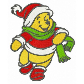 Winnie Pooh runs to friends embroidery design - Embroidery Design