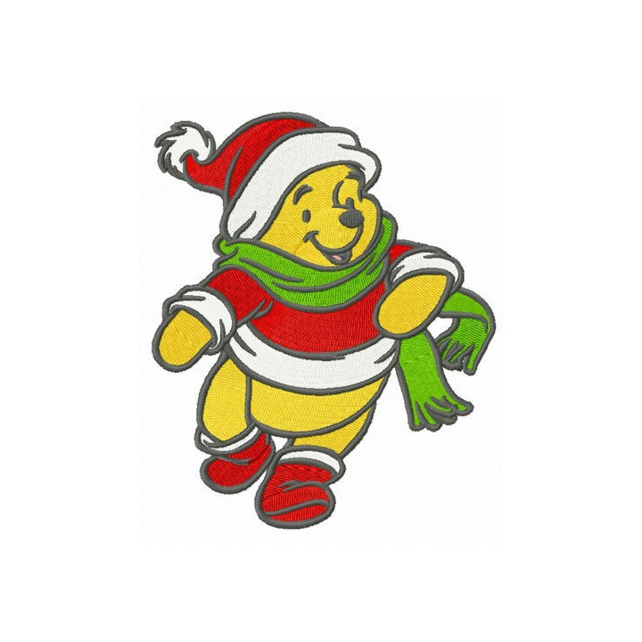 Winnie Pooh runs to friends embroidery design - Embroidery Design