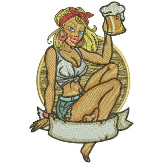 Beer girl 3 embroidery design - Embroidery Design