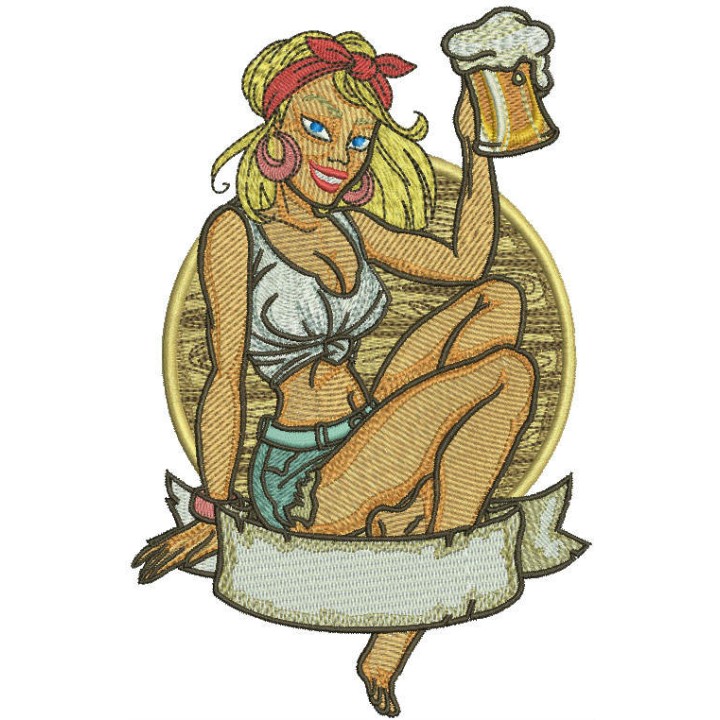 Beer girl 3 embroidery design - Embroidery Design