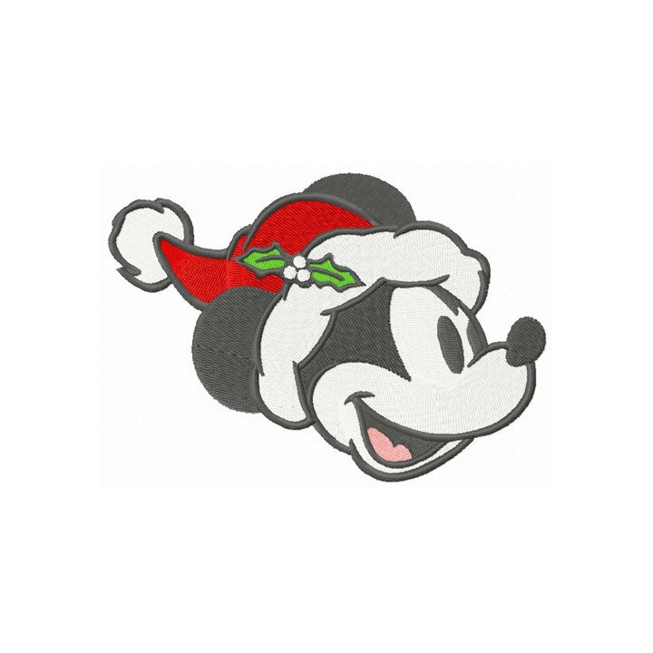 Retro Mickey in Santa hat embroidery design - Embroidery Design
