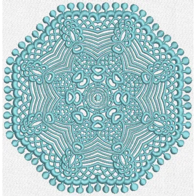 Lace doily 8 embroidery design featuring an intricate snowflake pattern, ideal for home decor projects.