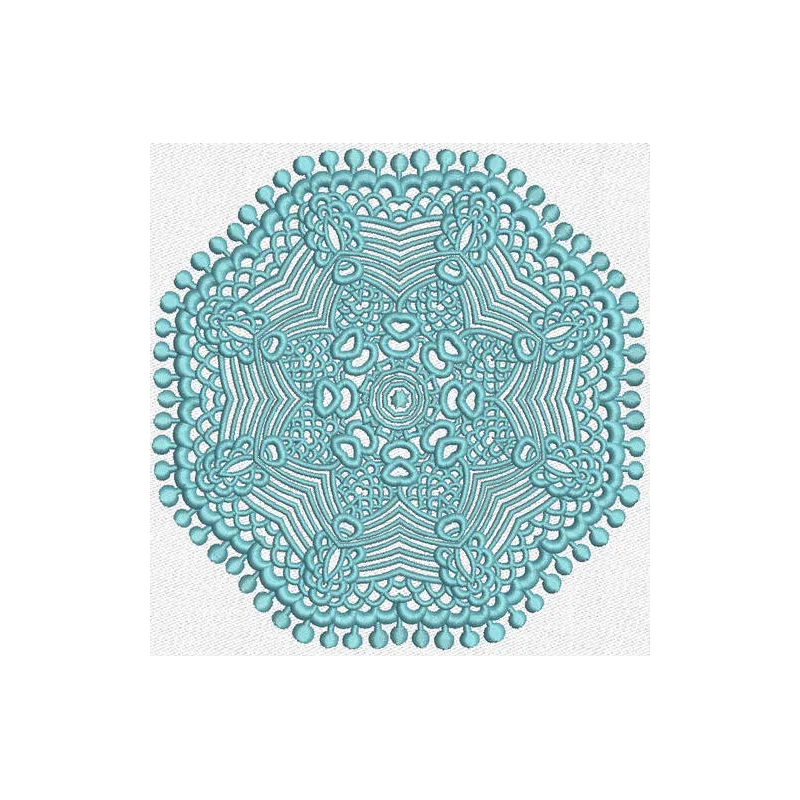 Lace doily 8 embroidery design featuring an intricate snowflake pattern, ideal for home decor projects.