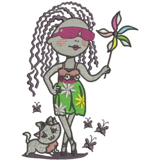 Fashionable girl embroidery design - Embroidery Design