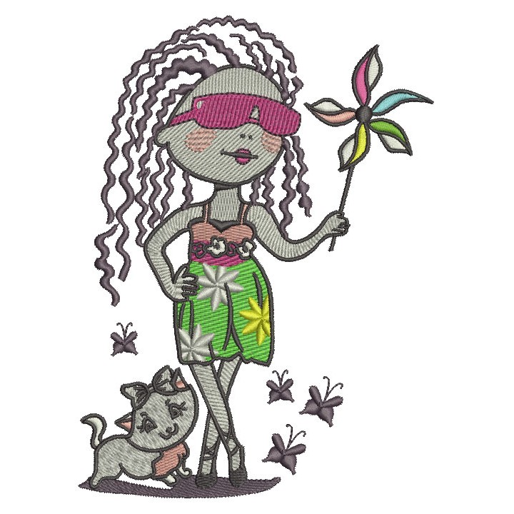 Fashionable girl embroidery design - Embroidery Design